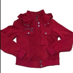 Wet seal red jacket with hood. Sweatshirt material. Size small